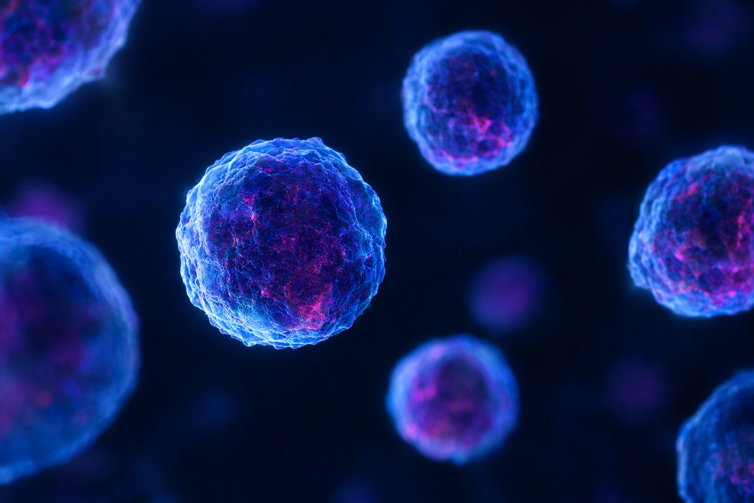 Fluorescent regulatory T cells under a microscope